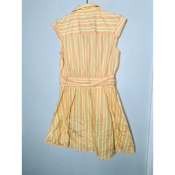 DEREK LAM COLLECTIVE Yellow Pinstripe Collared Button Up Shirtdress Size 46 - Picture 9 of 14